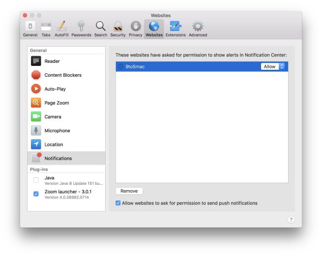 macOS High Sierra Push Notifications